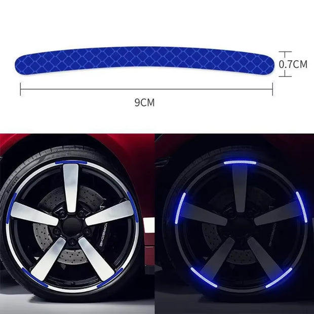 20Pcs Car Wheel Hub Reflective Sticker Tire Rim Reflective Strips Luminous for Night Driving Car Bike Motorcycle Wheel Sticker