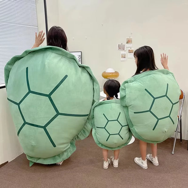 Wearable Turtle Shell Plush Pillows Stuffed Soft Tortoise Turtle Shell Stuffed Animal Costume Plush Dress up Cushion Funny Toy