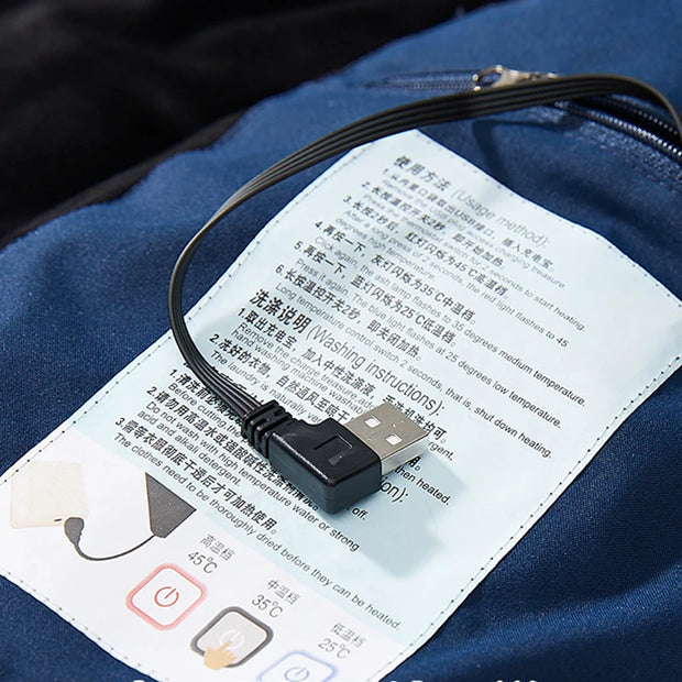Women Warm Thermal Heated Jacket Coat Waterproof Heated Jacket for Riding Skiing Fishing USB Heated Jacket Women Men Coat