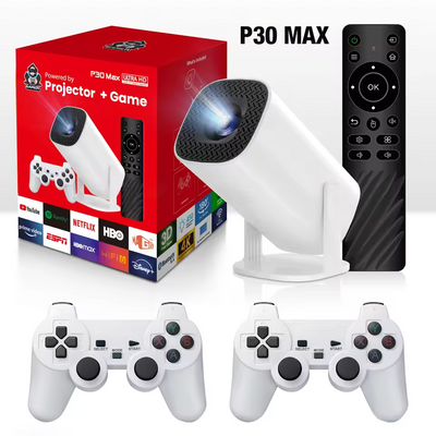 Hype Haven P30 Max Retro Gaming Projector White Wifi 4K Ultra HD w/ Controllers