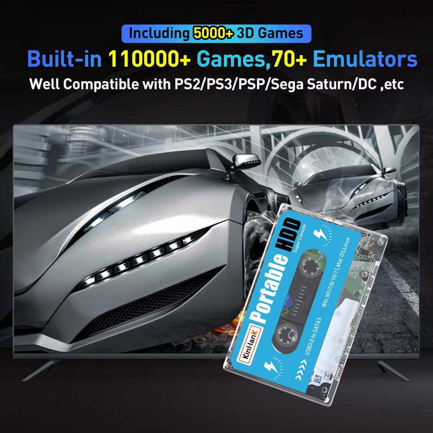 Batocera 500G Gaming Hard Drive with 110000 Retro Games for Super Console X PC