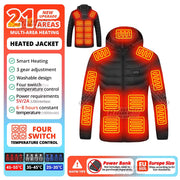 21 Areas Heated Jacket Winter Men'S Women'S Motorcycle Jacket USB Electric Heating Jacket Heated Vest Moto Thermal Clothing Coat