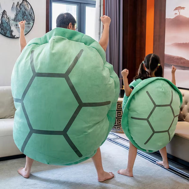 Wearable Turtle Shell Plush Pillows Stuffed Soft Tortoise Turtle Shell Stuffed Animal Costume Plush Dress up Cushion Funny Toy