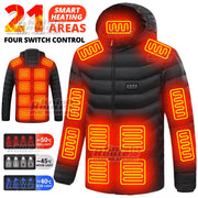 21 Areas Heated Jacket Winter Men'S Women'S Motorcycle Jacket USB Electric Heating Jacket Heated Vest Moto Thermal Clothing Coat