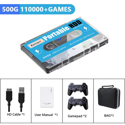 Batocera 500G Gaming Hard Drive with 110000 Retro Games for Super Console X PC for Ps2/Sega Saturn/Game Cube/Wii/Dc External HDD