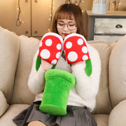 Mushroom Home Slippers Plush Piranha Plant Plush Creative Shoes Toys for Kids Peluche Stuffed Toy Kids Gift
