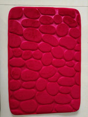 Cobblestone Embossed Bathroom Bath Mat Coral Fleece Non-Slip Carpet in Bathtub Floor Rug Shower Room Doormat Memory Foam Pad