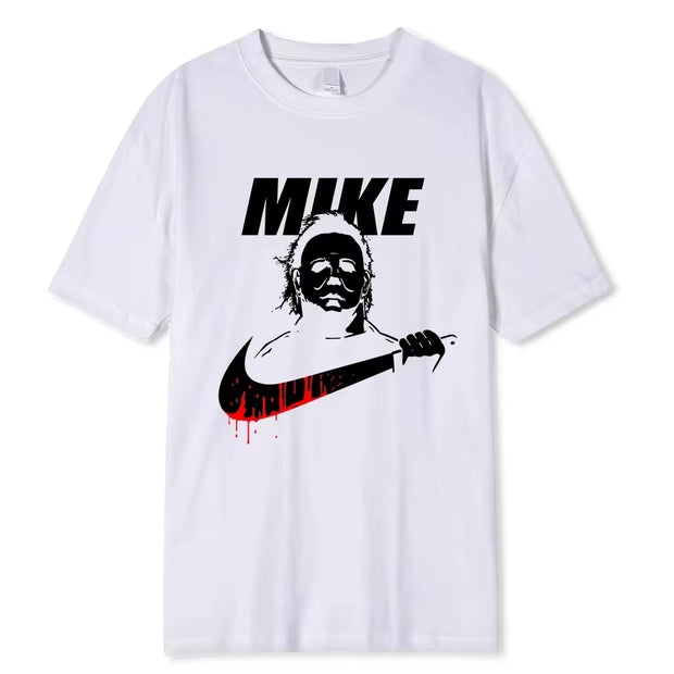 2023 Halloween Horror Movie T Shirt Vintage Cotton Tee Shirt Funny Mike Printed Short Sleeves Oversized S-XXXL Tshirts Men Women