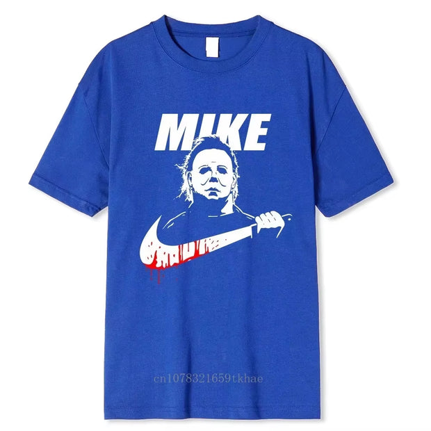 2023 Halloween Horror Movie T Shirt Vintage Cotton Tee Shirt Funny Mike Printed Short Sleeves Oversized S-XXXL Tshirts Men Women
